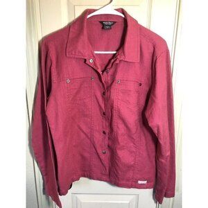 Woolrich Womens Med Pink Long Sleeve Button Up Lightweight Jacket Blouse